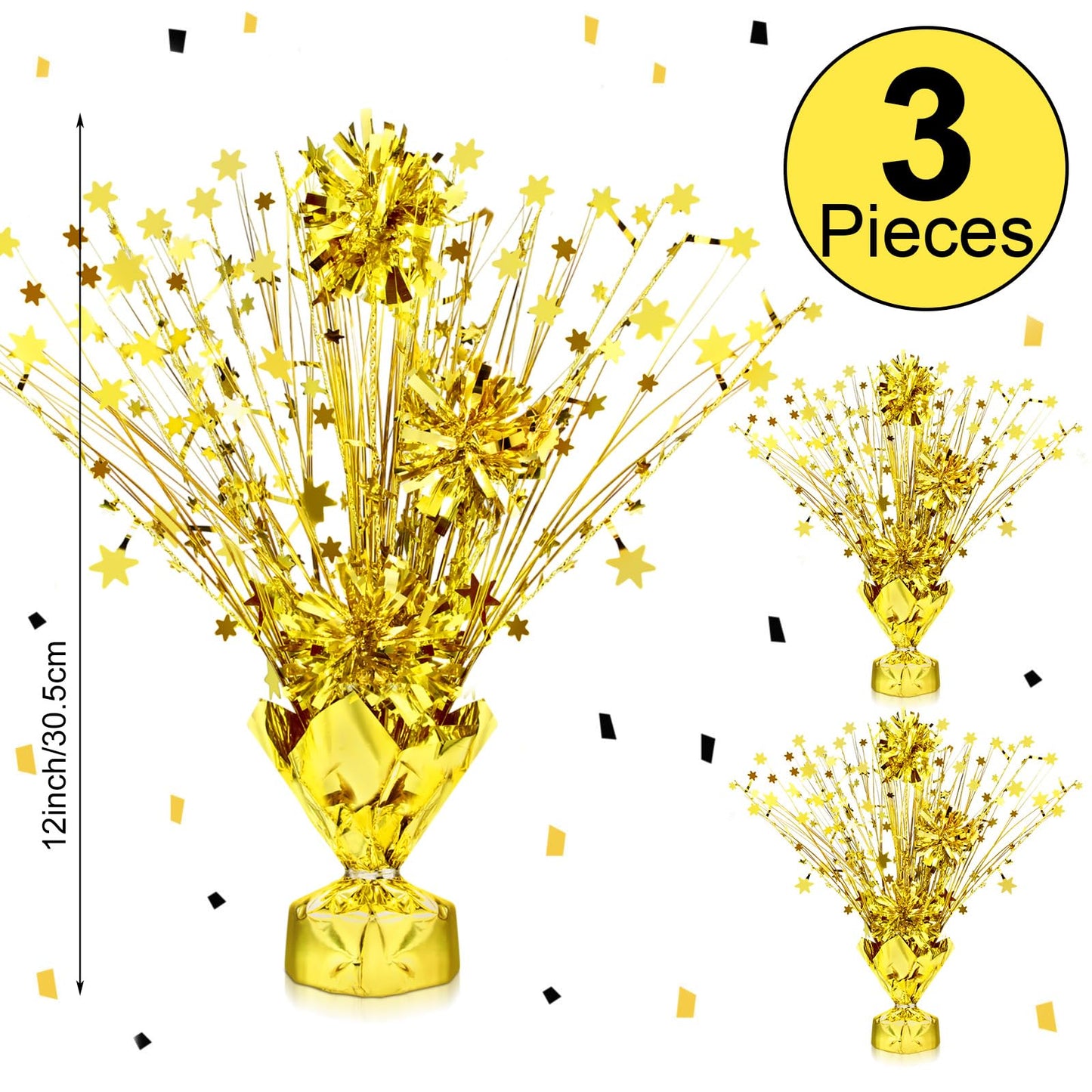 Capoda 3 Packs Metallic Foil Spray Centerpiece Gold Star Table Decoration Glitter Burst Centerpieces Decor for Birthday Wedding Holiday Anniversary Graduation Home Party Table Decor Supplies