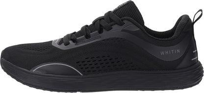 WHITIN Mens Zero Drop Wide Toe Box Road Running Shoes Size 11 Lightweight Sports Workout Comfortable Width Tennis Athletics Outdoor Mesh Male Black 45