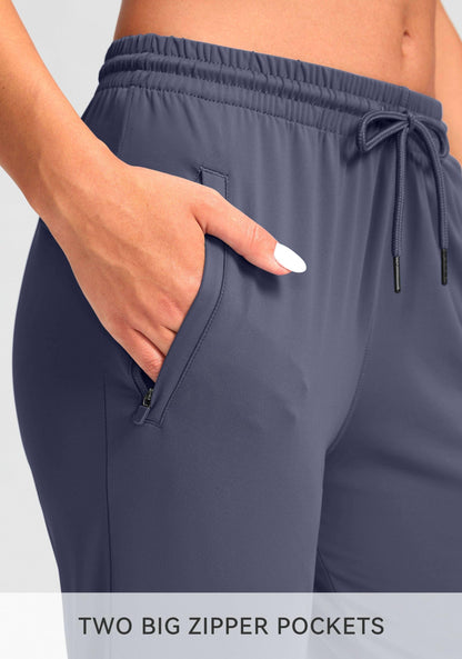 G Gradual Women's Joggers Pants with Zipper Pockets Tapered Running Sweatpants for Women Lounge, Jogging (Dusty Blue, Medium)