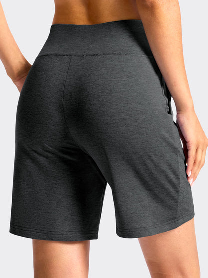 SANTINY Women's 7"/9" Bermuda Long Shorts Lightweight High Waisted Walking Casual Running Workout Athletic Short with Pockets (Charcoal_L7_L)