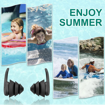 Swimming Ear Plugs for Adults,3 Pairs Waterproof Reusable Silicone Swim Earplugs for Swimming Surfing Snorkeling Showering and Water Pool,Beach,Ocean (Adults & Teens 14+)