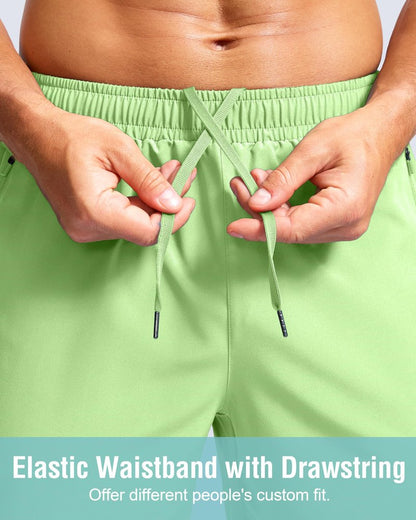 G Gradual Men's Athletic Running Shorts with Zipper Pockets Quick Dry 7"/ 5"/ 9" Workout Gym Shorts for Basketball Hiking(Mint Moment,7M)