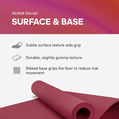 adidas Premium Yoga Mat, Firm-Density Workout Mat, 5 mm