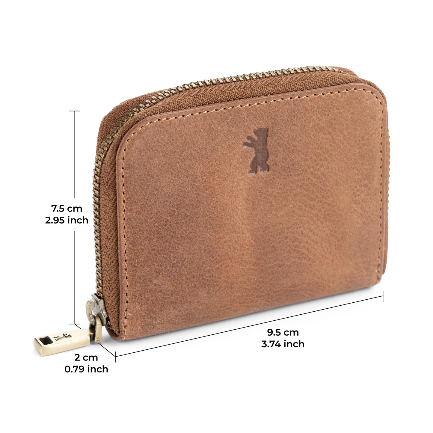 Berliner Bags Vintage Genuine Leather Small Wallet for Women and Men Braga, Change Purse, Mini Bifold Wallet for Cash and coins, RFID Blocking, Gift Box - Brown