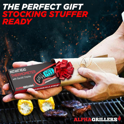 Alpha Grillers Meat Thermometer Digital - Instant Read Food Thermometer for Cooking Grilling BBQ Accessories Kitchen Gadgets Stocking Stuffers for Men Christmas Gifts for Men White Elephant Gifts Him