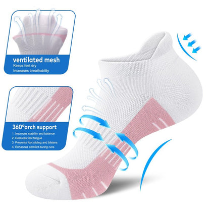 cuangya Womens Athletic Ankle Socks - Low Cut Running Cushioned Socks for Hiking and Workout - 5 Pair