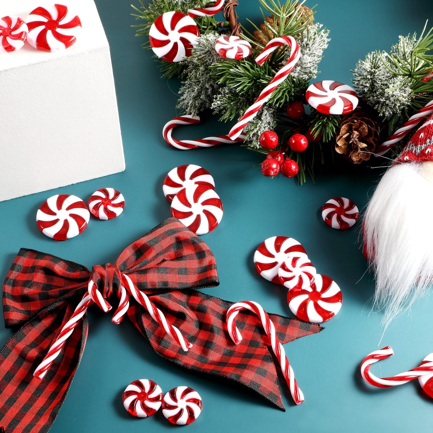 WILLBOND 72 Pcs Christmas Candy Canes Ornament Plastic Christmas Tree Hanging Decoration Fake Swirl Candy Canes Garlands with Crystal Wire for Home Xmas Gift Indoor Outdoor Party Favor (Red and White)