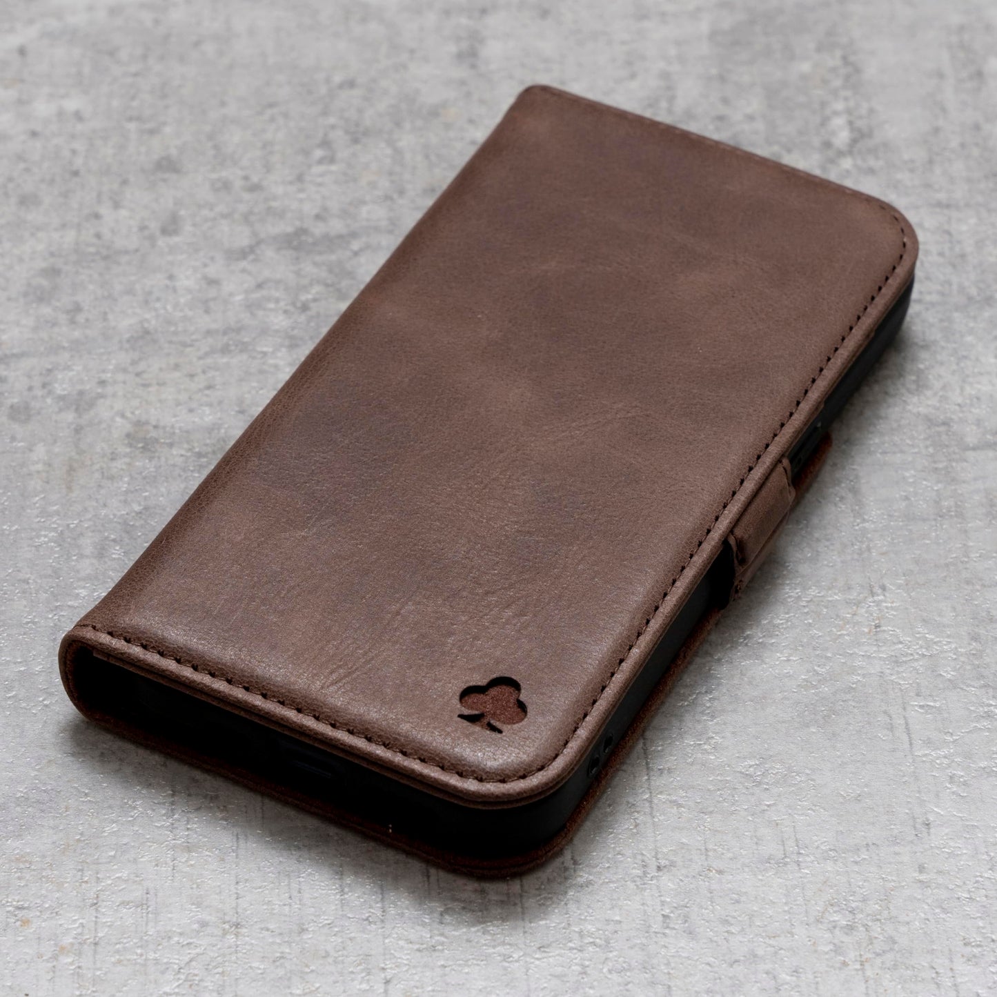 Porter Riley - Leather Case Compatible with iPhone 17. Premium Genuine Leather Stand/Cover/Wallet/Flip Case with Card Slots & Horizontal Stand (Chocolate Brown)