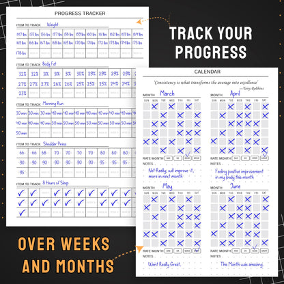 Nextnoid Hardcover Fitness Planner Workout Journal for Men & Women - A5 Sturdy Fitness Log Book to Track Gym & Home Workouts - Separately Packaged 2 Pieces