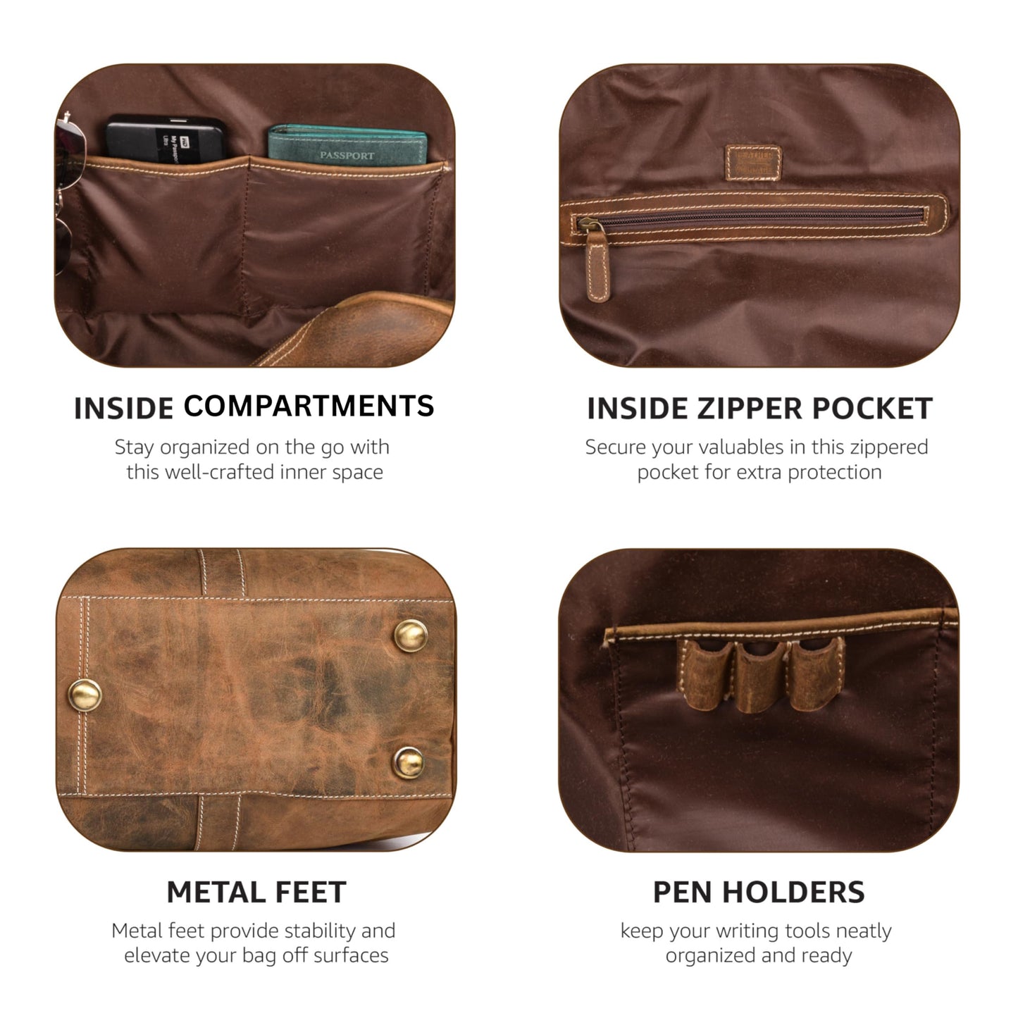Leather Village Leather Duffel Bags for Men & Women-Stylish Travel Weekender Carry-On Sports Gym Overnight Luggage Bag - 20 Inch - Vintage Brown