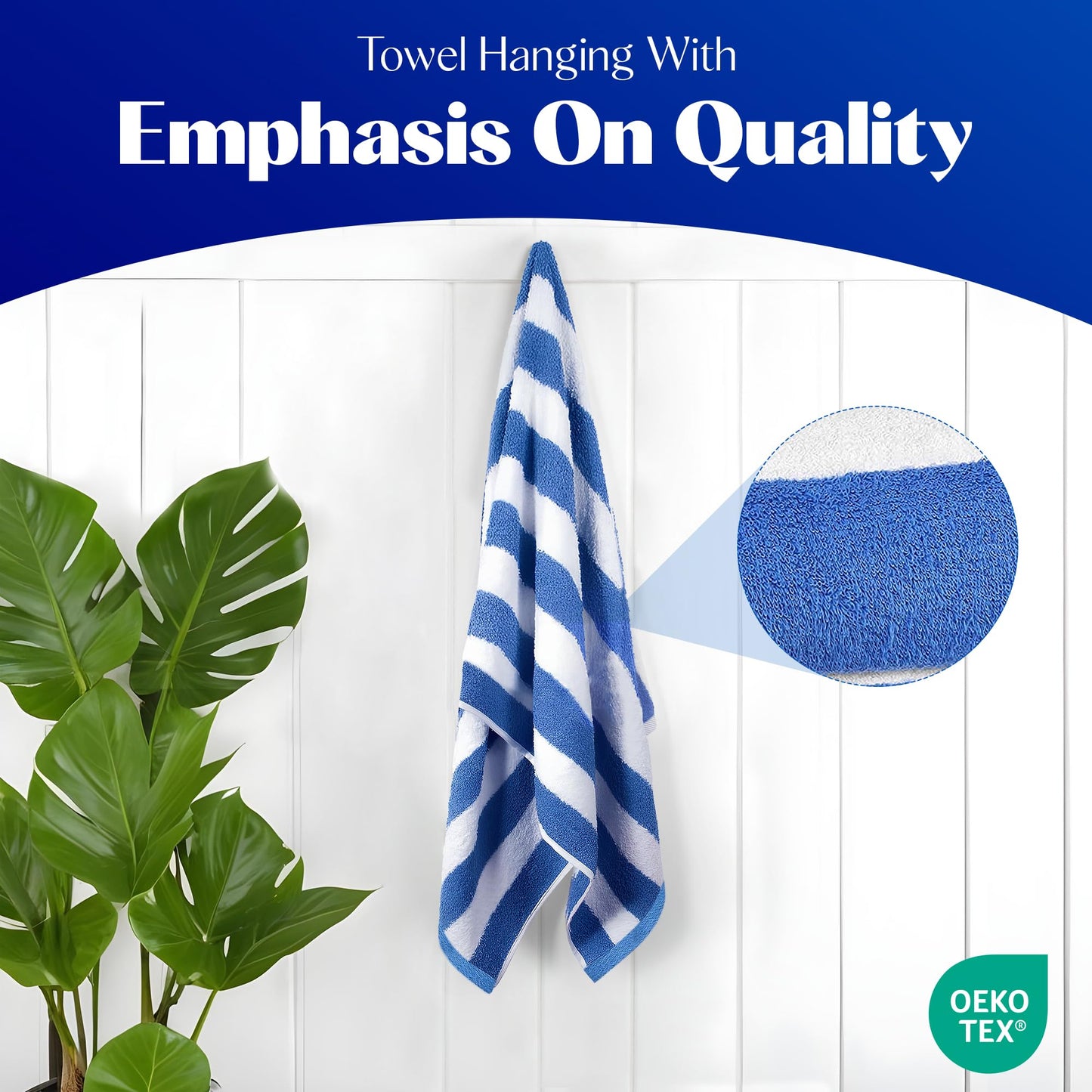Bliss Casa Beach Towels — 4 Pack, 30 x 60 in — Premium Cotton-Rich Blend, Soft, Absorbent & Quick-Dry Pool Towels, Oversized Cabana Stripes Pool Towel