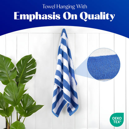 Bliss Casa Beach Towels — 4 Pack, 30 x 60 in — Premium Cotton-Rich Blend, Soft, Absorbent & Quick-Dry Pool Towels, Oversized Cabana Stripes Pool Towel