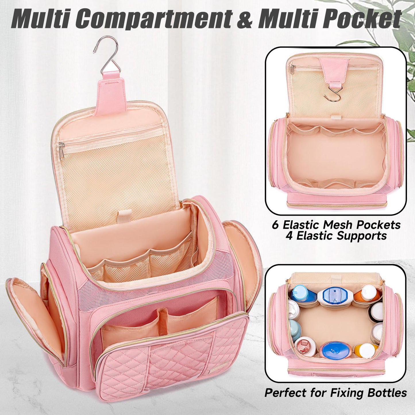 Tealari Large Toiletry Bag for Women Men,Bathroom Bag,Water Resistant Shower Bag,Makeup Bag,Portable Shower Caddy for College Dorm,Hanging Travel Toiletry Bag with Transparent Waterproof Phone Pocket