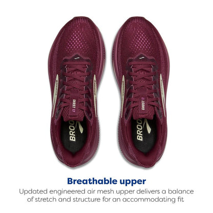 Brooks Women’s Ghost 17 Neutral Running Shoe - Burgundy/Pink/Green - 5 Medium