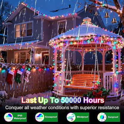 340 LED 90FT Christmas String Lights Outdoor, 12 Pro Modes and Timer Memory & Brightness, Plug in Outdoor Waterproof Clear Wire Twinkle Light for for Xmas Yard Tree Wedding Party Decor (Multicolor)