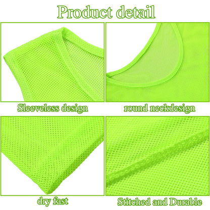 Sintege 12 Pcs Soccer Pinnies Pennies Jersey Scrimmage Vest Sports Practice Jersey Mesh Basketball Vest for Youth Adult Kids (Small,Green)