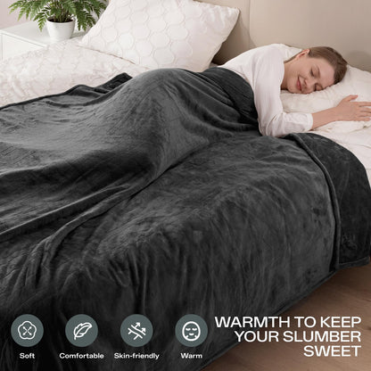 Heated Blanket Twin, Electric Blanket Soft Sherpa Flannel, 10 Hours Auto Shut-off & 8 Fast Heating Levels, Machine Washable ETL Certified, Heating Blanket for Bed & Sofa (62x84 inches, Gray)