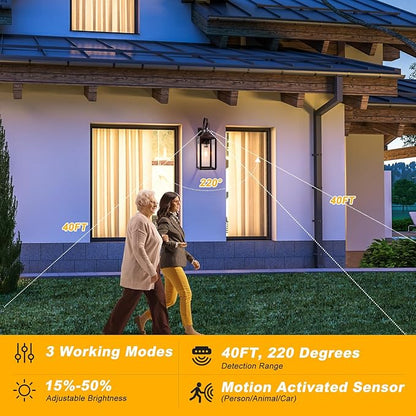 Large Motion Sensor Outdoor Wall Light 20" - Oil Rubbed Bronze Dusk to Dawn Outdoor Lighting, Modern Wall Mount Light Fixture, Brown Porch Light Fixture for Outside House Garage, 3 Modes