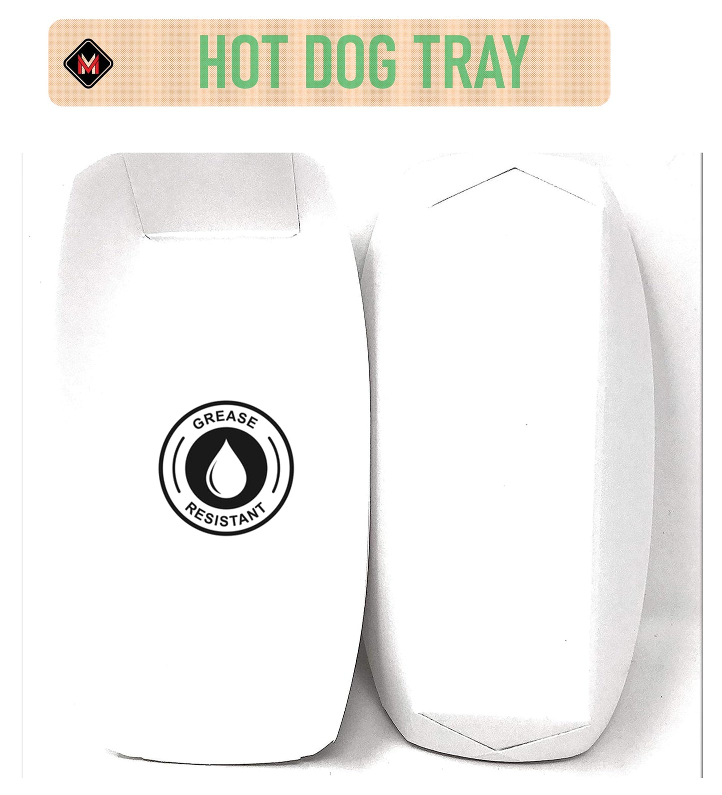 Mr Miracle 7 Inch Paper Hot Dog Tray in White. Pack of 250. Disposable, Recyclable and Fully Biodegradable. Made in USA