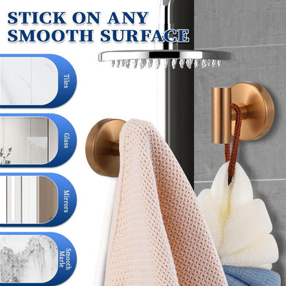 warlve Heavy Duty Reusable Suction Cup Hooks for Shower - No Drill Bathroom/Glass/Mirror/Tiles & Metal Surfaces,and Smooth Non-Porous Surfaces for Towels, Robes, Loofahs (2, Champagne Bronze)