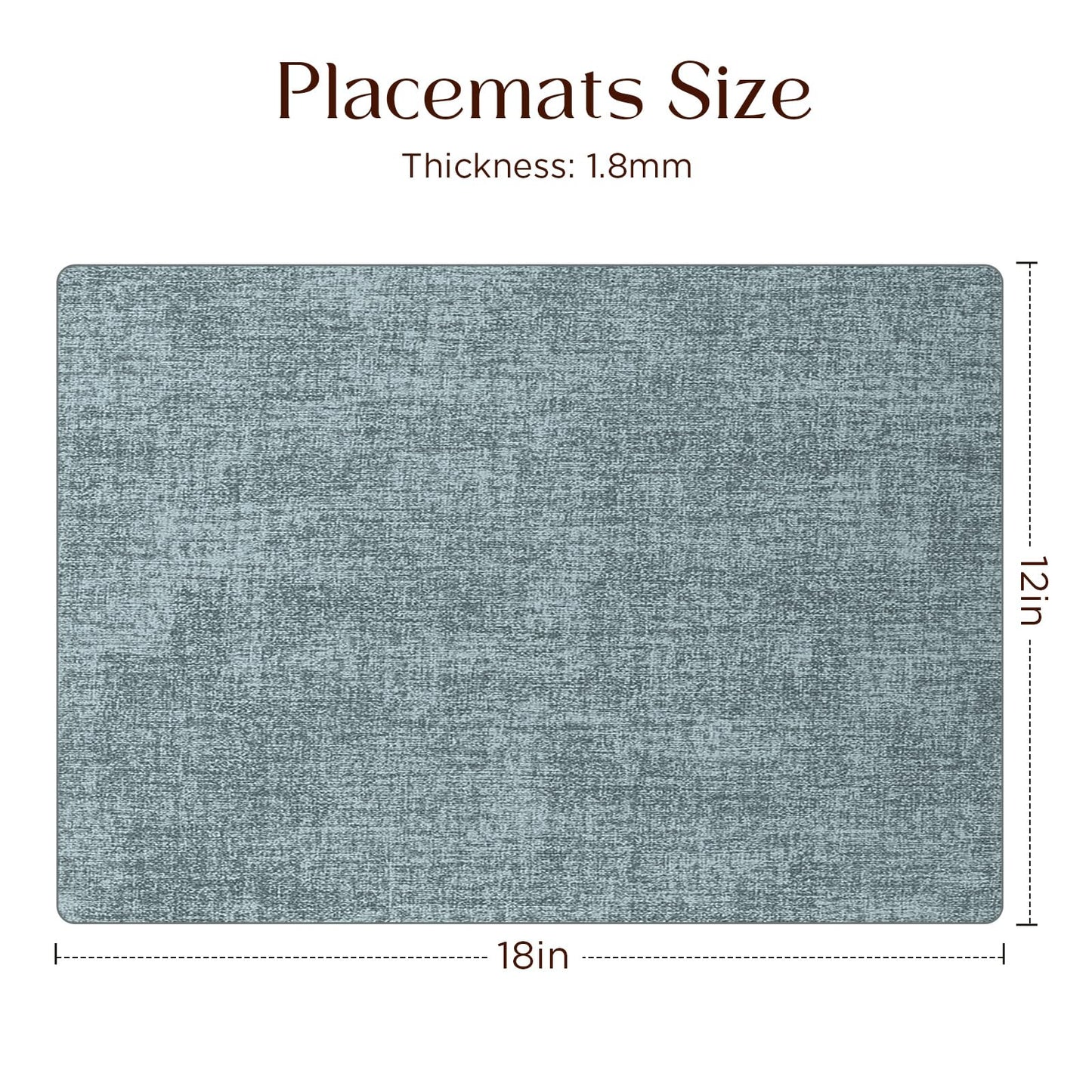 Newise Leather Placemats Set of 6-18x12in, Washable Stainproof Heat Resistant Place Mats for Christmas Patry Restaurant, Blue