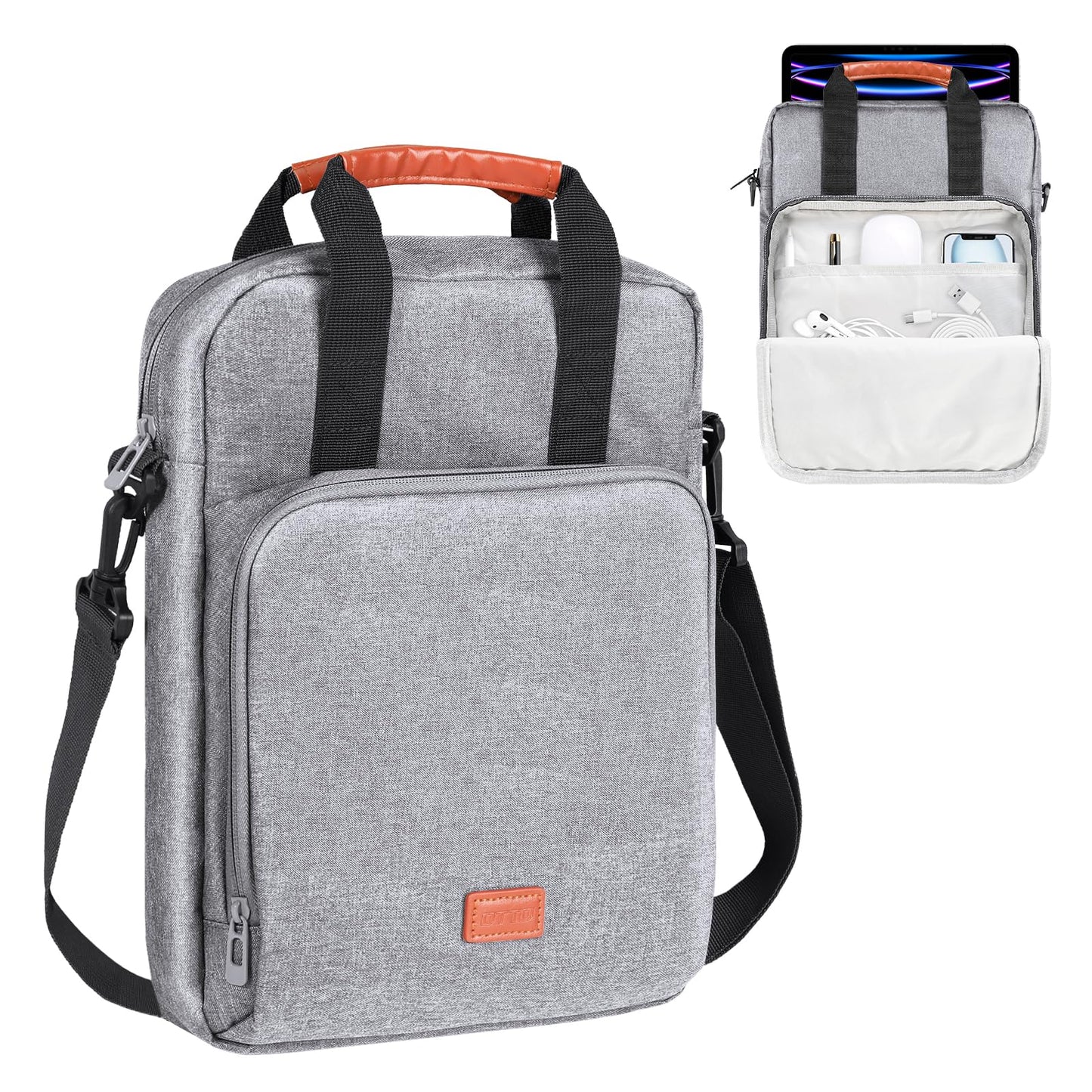 DTTO 13-12.9 Inch Sleeve Bag with Shoulder Strap, Double Handle Carrying Case Fits MacBook Neo, iPad Air 13-inch/iPad Pro 13-inch, iPad Pro 12.9-inch M2&M1 (2022-2018), Gray