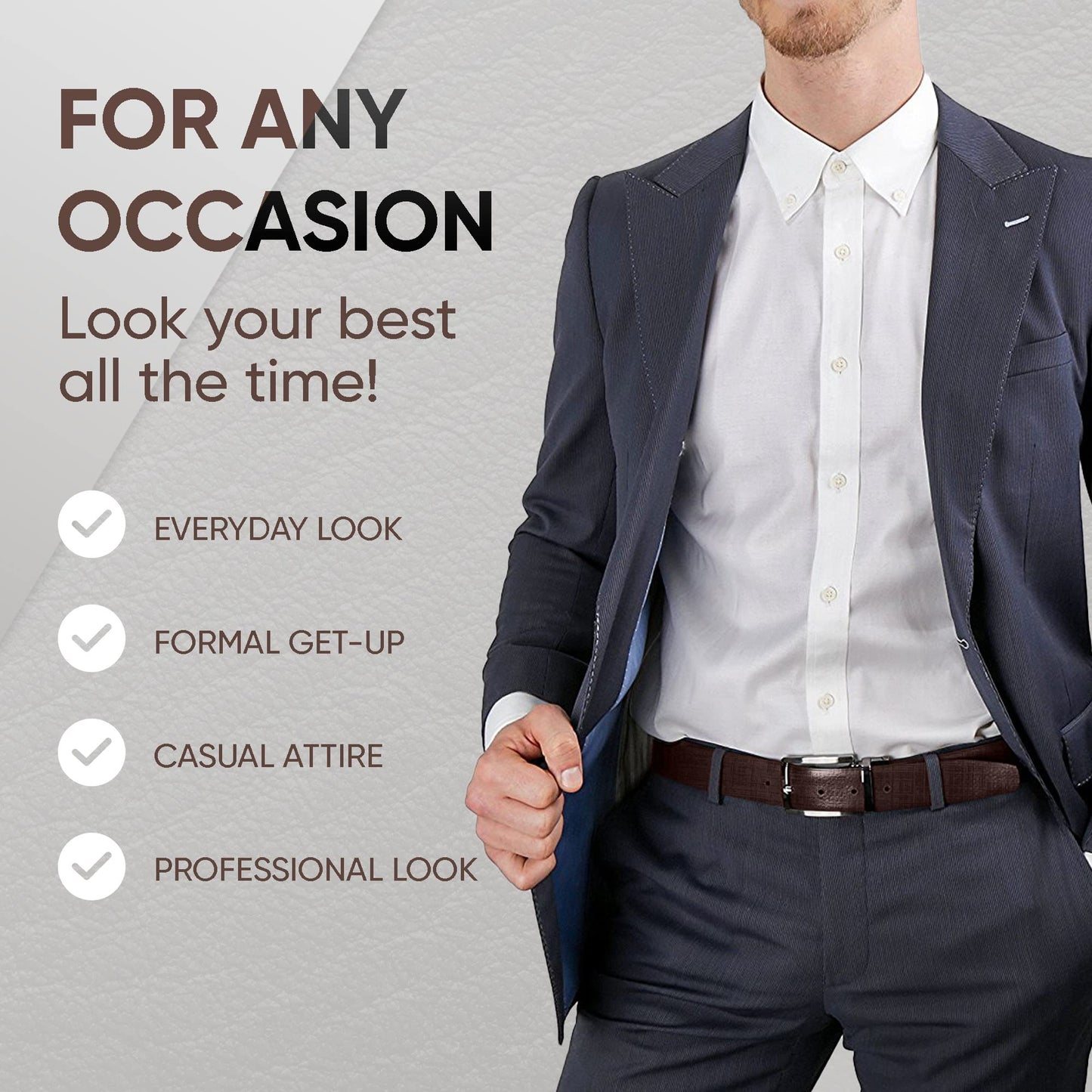 Prospero Comfort - Reversible Belts for Men, Italian Top-Grain Leather Belt for Men, 2-Toned Men’s Belts, Men’s Belt for Casual Wear, 35mm Dress Belt, Criss Cross Brown and Black Belt Men’s Size 40