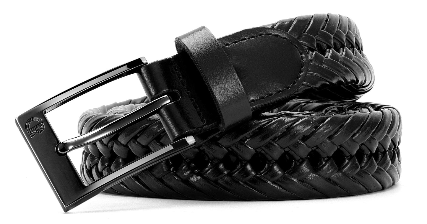 CHAOREN Leather Braided Belts for Men - 1 1/8" Mens Casual Woven Leather Belt for Dress Pant