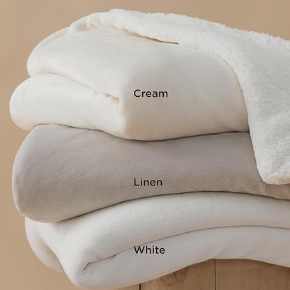 Bedsure GentleSoft Sherpa Fleece Blankets King Size for Bed - Thick and Warm, Soft Fuzzy Plush King Blanket for Winter, Cream, 108x90 Inches