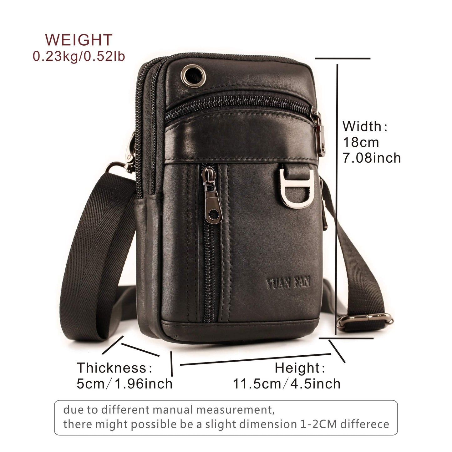 Small Mens Leather Satchel Cell Phone Holster,Vertical Belt Clip Cellphone Pouch,Purse Waist Bag Fanny Pack Compatible with Google,Zipper Phone Bag for Work,Hike