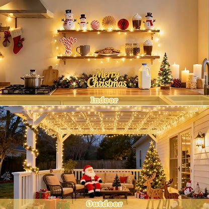 JMEXSUSS 2 Pack Fairy Lights Battery Operated with Remote, Total 400 LED 132ft Battery Powered String Lights, Christmas Twinkle Lights for Bedroom Indoor Outdoor Patio Tree Christmas Decor, Warm White