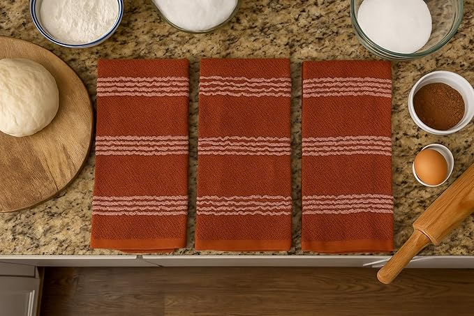 Serafina Home Terracotta Orange Rust Kitchen Hand Dish Towels: Oversized 18" x