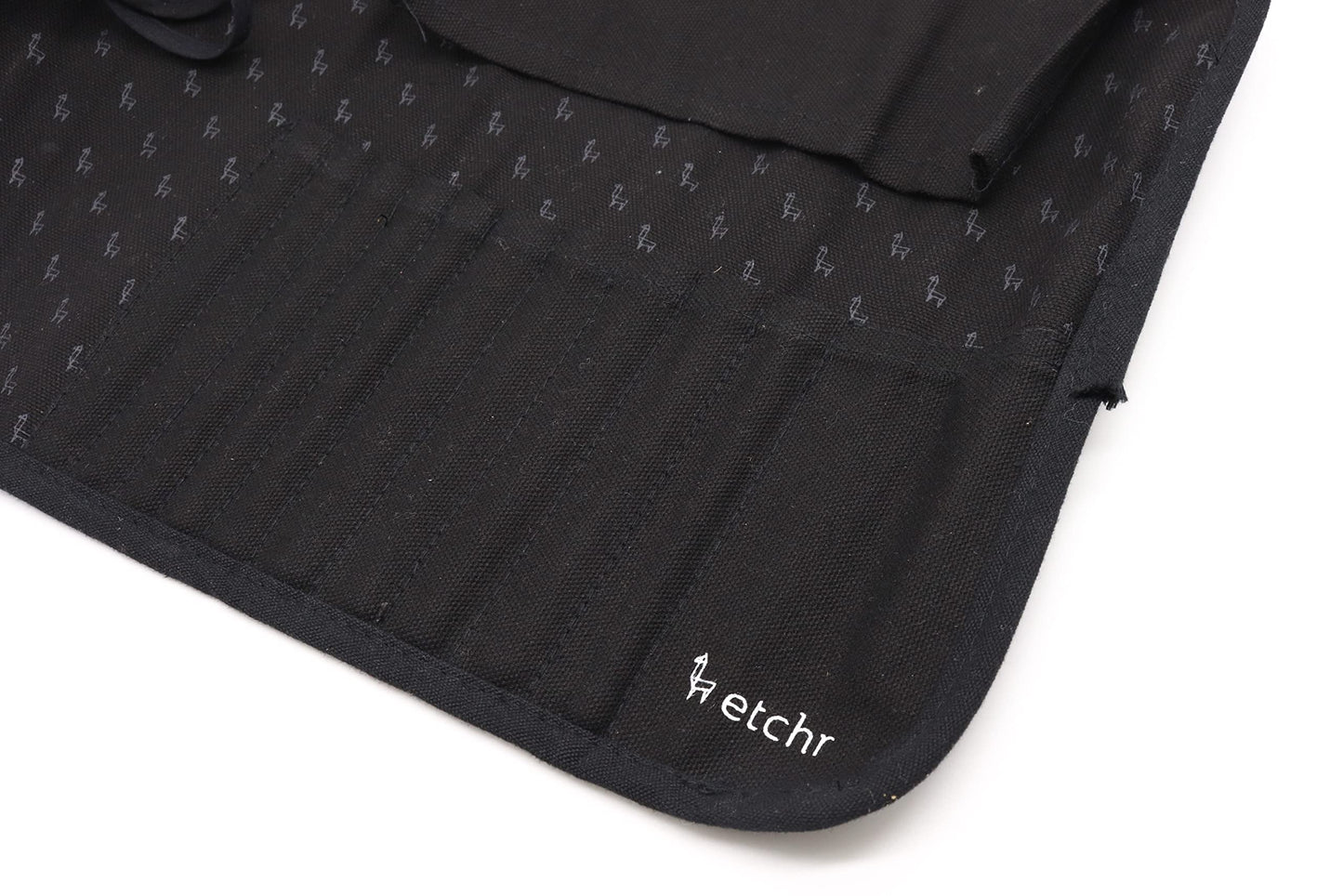 ETCHR Canvas Roll Up Brush Pouch - Black Paint Brush Holder with Canvas Ties
