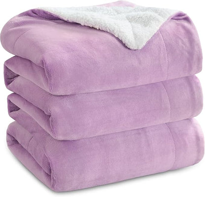 Bedsure GentleSoft Sherpa Fleece Blankets Queen Size for Bed - Thick and Warm Throw for Girls, Soft Fuzzy Plush Queen Blanket for Winter, Lilac, 90x90 Inches