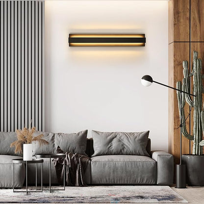 LamQee 31.5 Inch Long Outdoor Wall Lights Modern Exterior Lighting Fixtures, 3000K 24W LED Linear Outdoor Wall Sconce, Contemporary Matte Black Outside Wall Mount Lights for House Garage Porch Patio