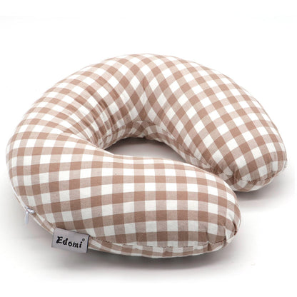 Buckwheat U-Shaped Neck Pillow Adjustable Buckwheat Hull Pillow with Pillowcase, Neck Support and Shoulder Relax Cervical Pillow (12x12 inch, Grey)
