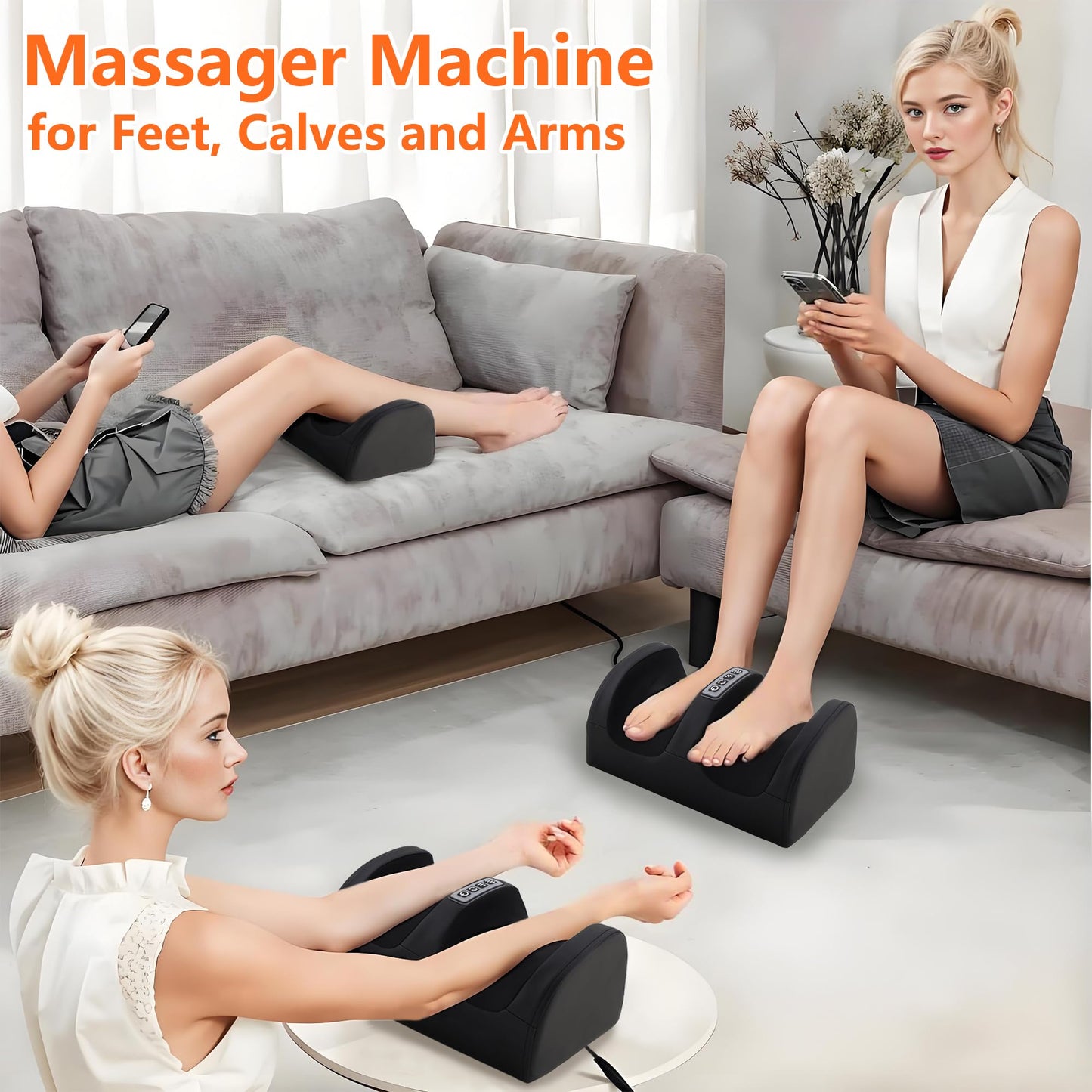 Shiatsu Foot Massager with Heat,Foot and Calf Massager with Roller, Deep Massage for Relaxation, Plantar Fasciitis Relief, Promotes Blood Circulation, Gifts for Women & Men(Black)