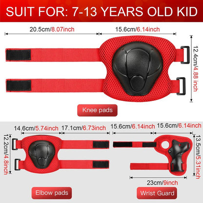 Wemfg Kids Protective Gear Set Knee Pads for Kids 7-13 Years Toddler Knee and Elbow Pads with Wrist Guards 3 in 1 for Skating Cycling Bike Rollerblading Scooter(Red)