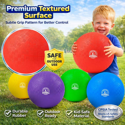 12 Inch Kickball Playground Balls, Durable Dodgeballs for Kids & Adults, Outdoor & Indoor Games with Pump, Bouncy Balls for School, Birthday Gift for Boys and Girls (1 Red Ball)