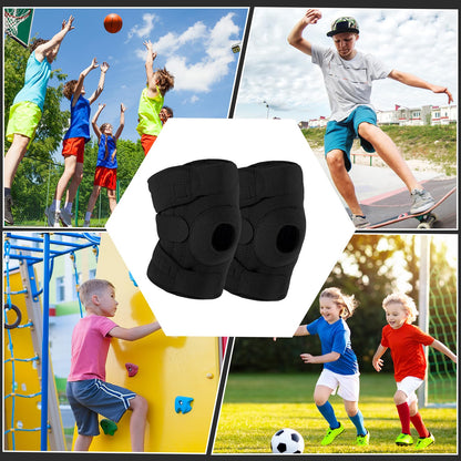Foilswirl 1 Pcs Kids Knee Brace with Side Stabilizers Patella Gel Pads Adjustable Straps Youth Child Knee Brace Support for Meniscus Tear Sports, Meniscus Tear (Black)
