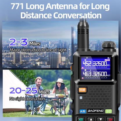 BAOFENG Radio Ham Radio Handheld Long Range UV-5RM 10W Upgrade of BAOFENG UV-5R, Rechargeable Two Way Radios with Chirp Compatible, 2500mAh USB-C Charging Battery for Survival Gear Camping, 2 Pack