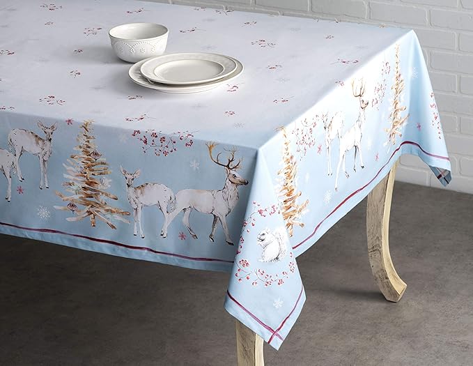 Maison d' Hermine Table Cloth Rectangle Table 100% Cotton 54 x 72 Inches Fall Tablecloth Reusable Everyday Use for Thanksgiving Christmas Decorations Dining Farmhouse Party (Fairy Tale Forest)