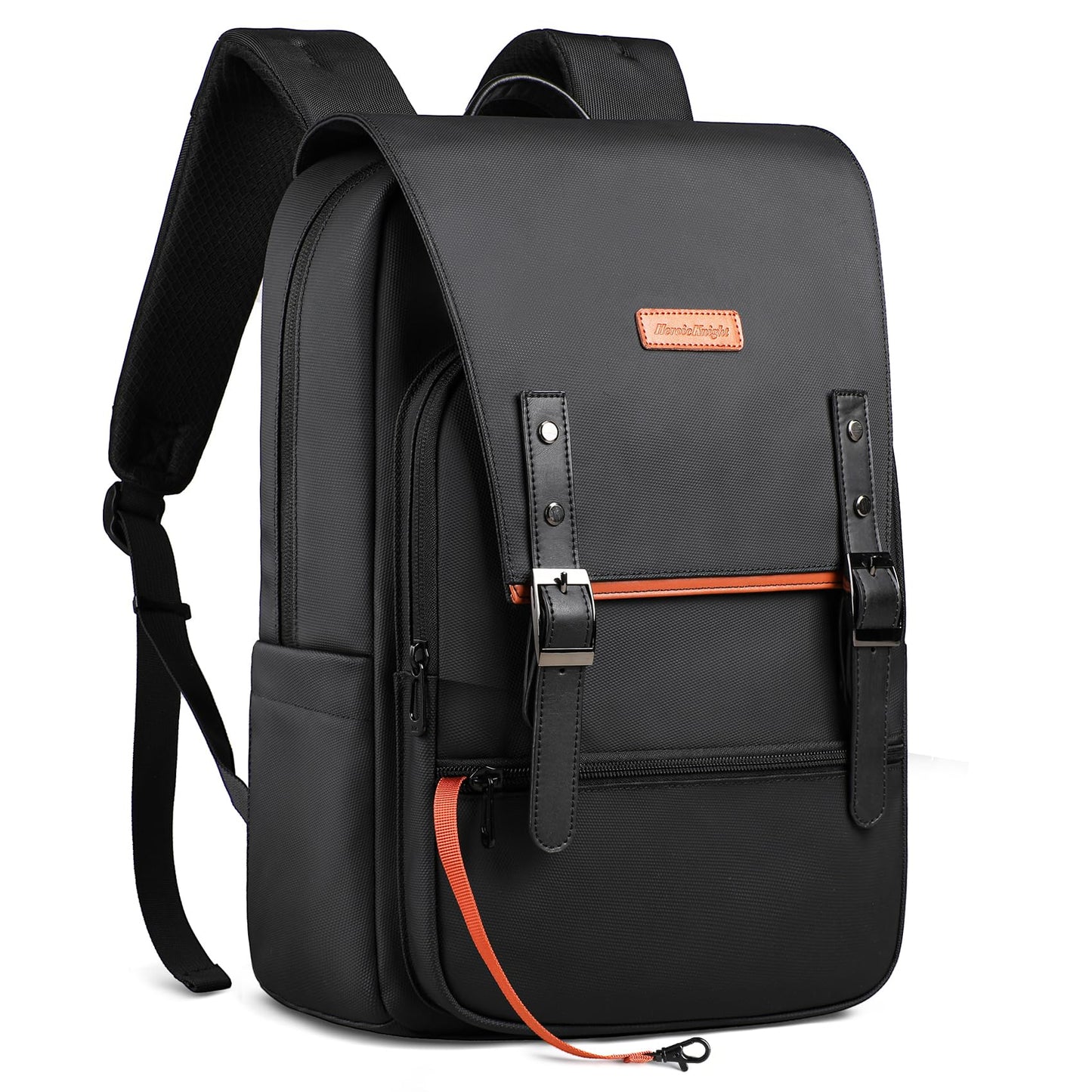 Slim Laptop Backpack for Men & Women, 15.6 Inch Lightweight Computer Backpack with Magnetic Flap, Keychain, Casual Daypack College Bookbag Water-Resistant Travel Work Commuter Backpack, Black