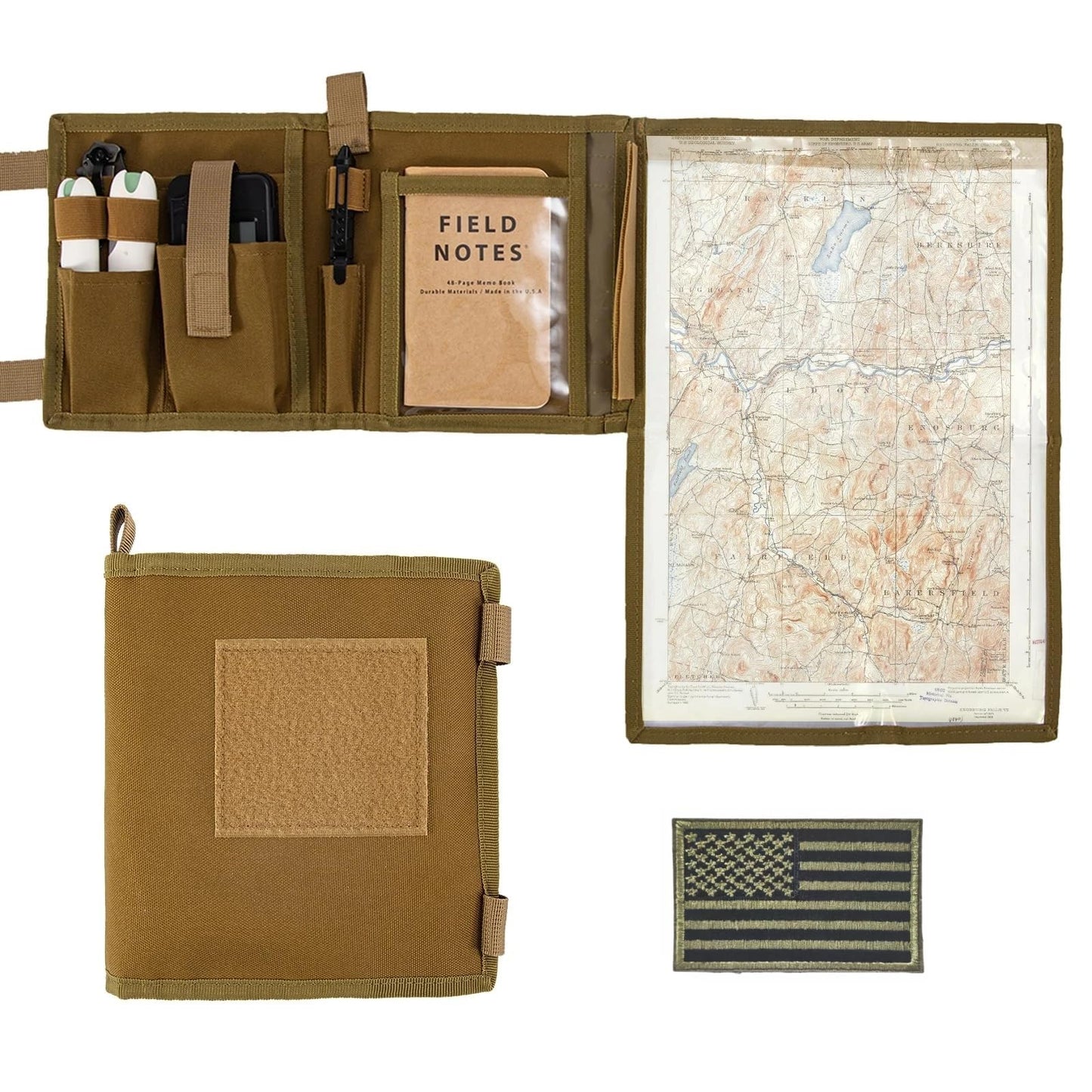 WGLILO Tactical Map Case, Military-Grade Army Gear for Land Navigation Kit Outdoors or Hiking, Map Pouch Holder Army Protector Foldable Storage Bag, 13 x 10, Tan