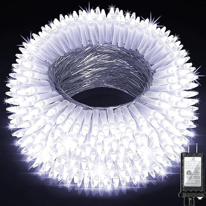 1500LED Christmas Lights Outdoor Use, 470ft 12 Modes Cool White LED String Lights with Timer Dimmable, Waterproof Christmas Lights for Tree Wedding Xmas Patio Fence Balcony Garden Decor Cool White
