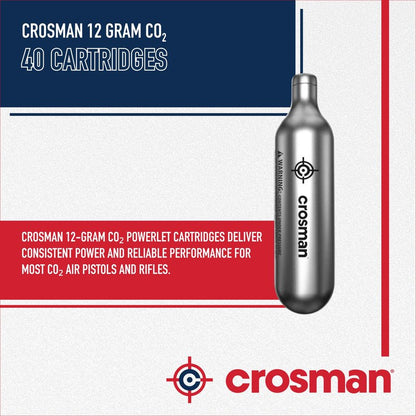 Crosman Powerlet CO2 Cartridges for Air Rifles, Air Pistols & Paintball - Snug Fit, Leak-Free Seal, Durable Metal Construction - Made in USA, Multi-Pack Options