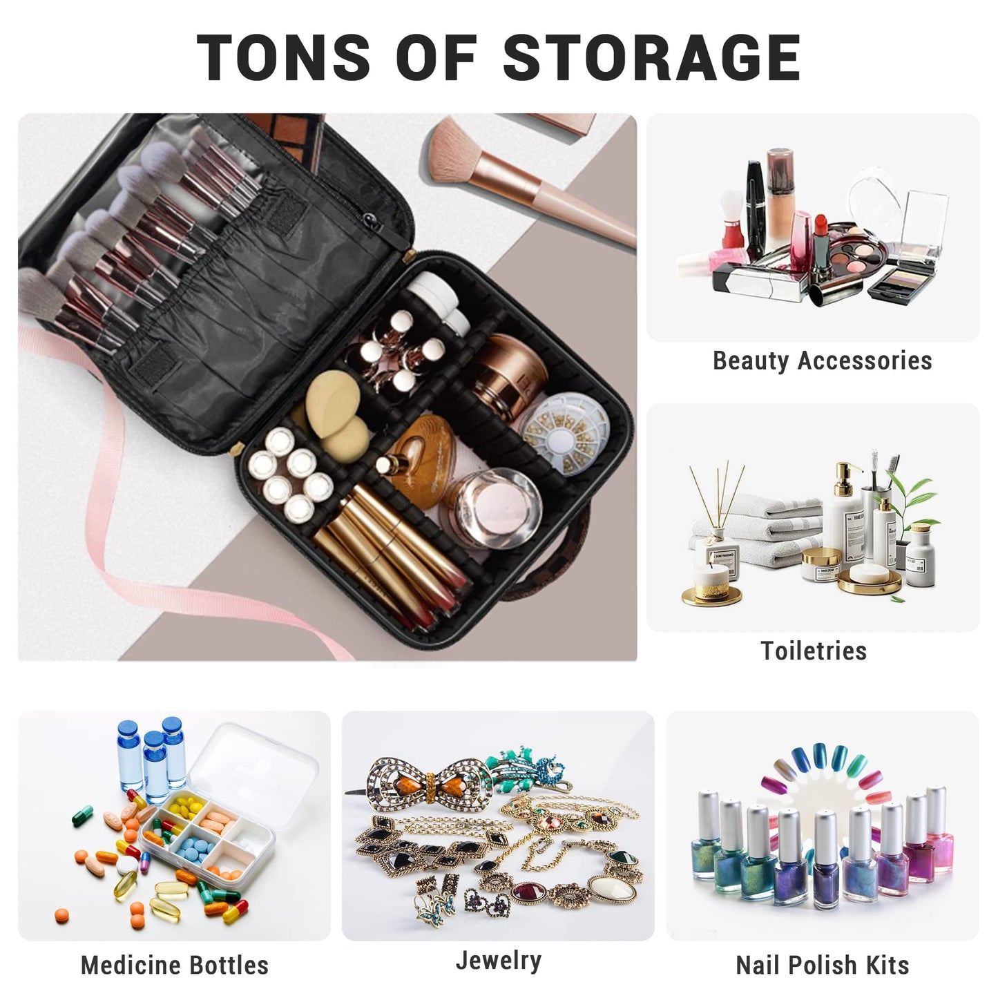 LEAFFUP Checkered Makeup Bag, Portable Makeup Bag with Adjustable Partition, Cosmetic Bags for Women Toiletry Travel Organizer Portable Make Up Bags for Christmas Birthday Gifts