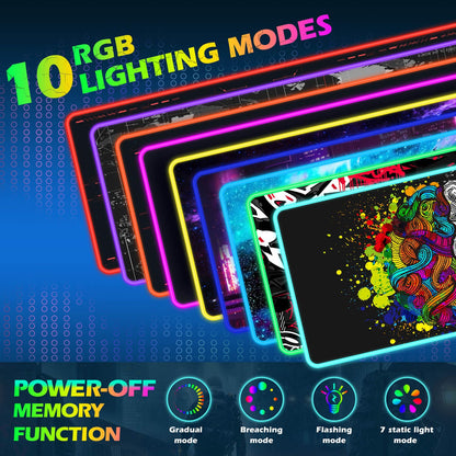 ToLuLu RGB Gaming Wireless Charging Mouse Pad, 5/7.5/10/15W 10 Light Modes LED Mouse Pad Computer Keyboard Mat Mousepad, 800x300x4MM Extended Large Desk Mat for Gaming, MacBook, Laptop, PC, Galaxy