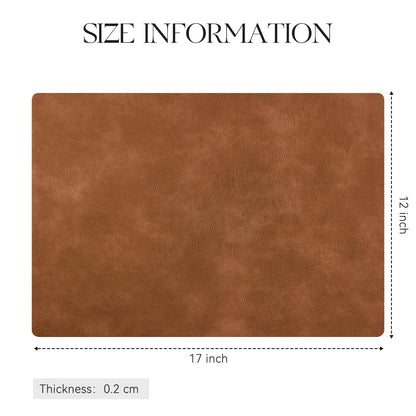 MOSAYT Vinyl Placemats Set of 6-12 X 17 Inch - Faux Leather 100% Waterproof Oil-Proof Wipeable PU Place Mats, Heat Resistant Reversible Table Mats for Kitchen, Dining, Outdoor, Reddish Brown