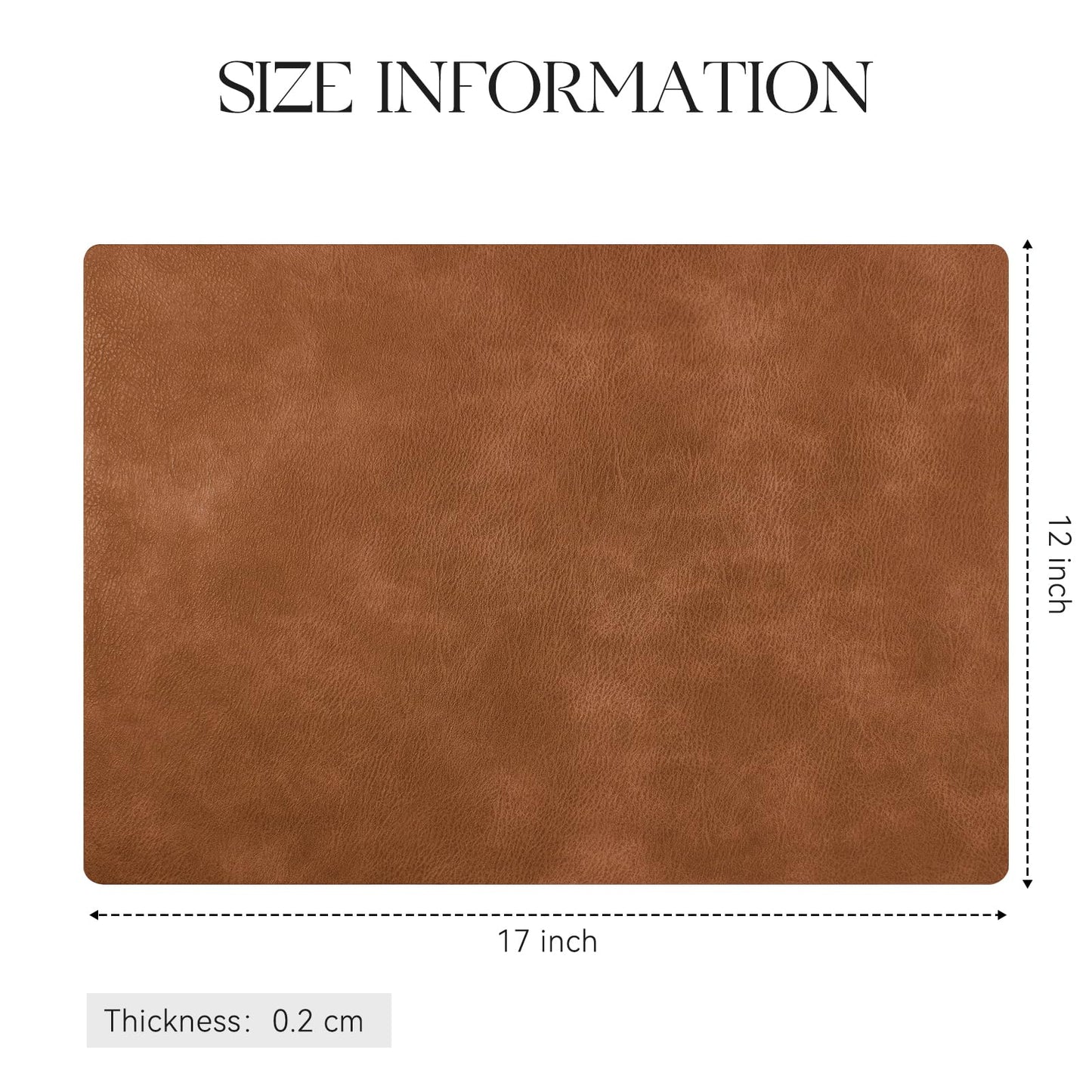MOSAYT Vinyl Placemats Set of 4-12 X 17 Inch - Faux Leather 100% Waterproof Oil-Proof Wipeable PU Place Mats, Heat Resistant Reversible Table Mats for Kitchen, Dining, Outdoor, Reddish Brown
